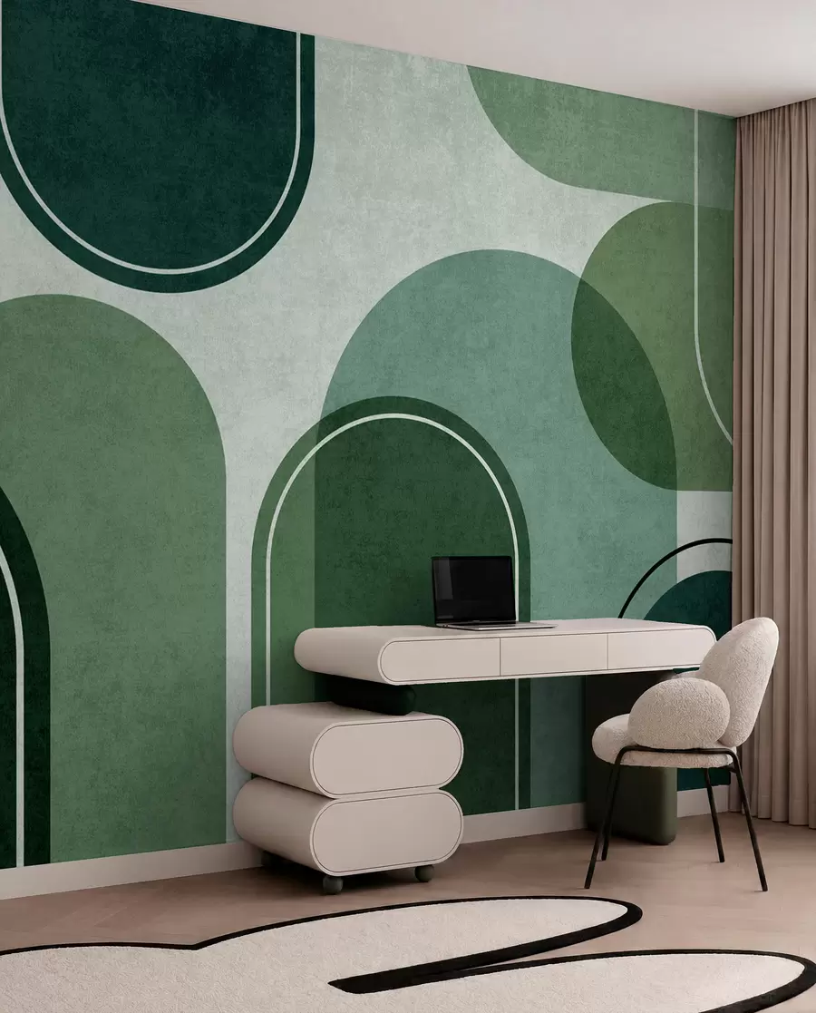 murais de parede Arcos geométricos de cor verde u99095v5