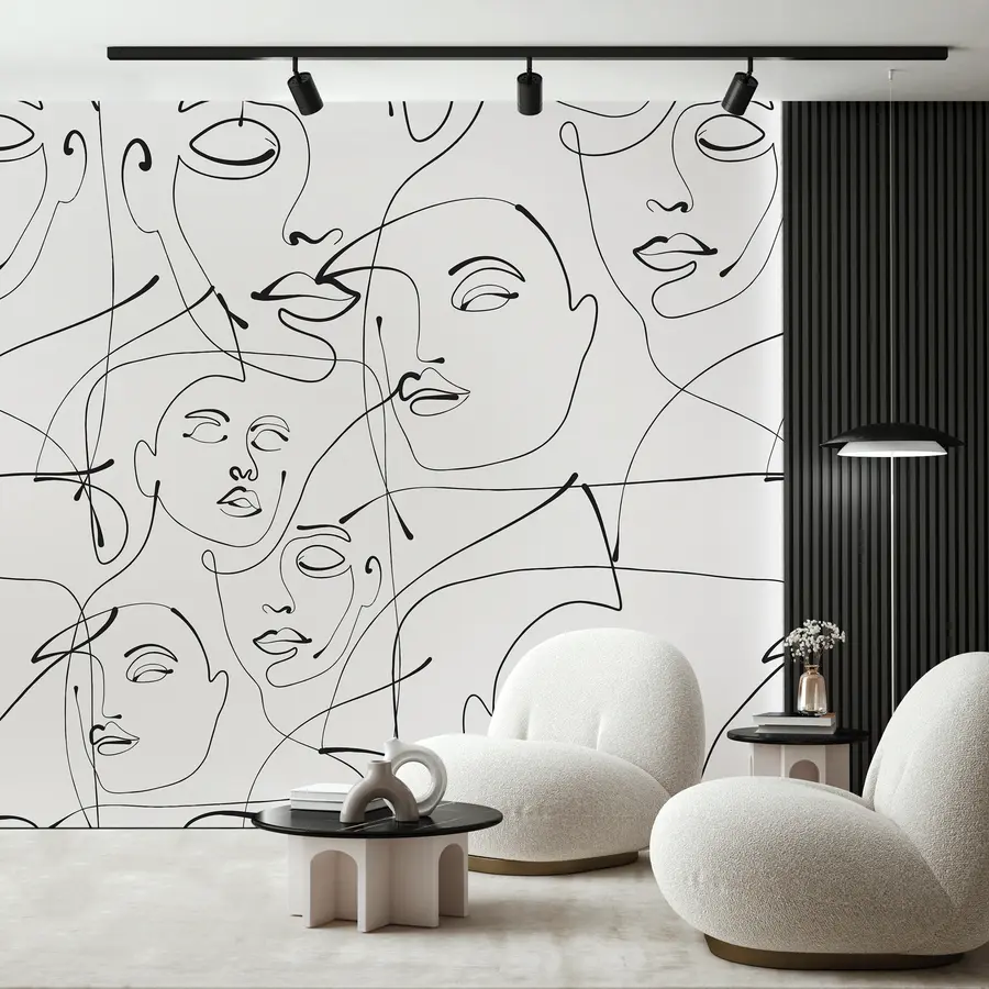 murais de parede Abstração minimalista de um retrato de mulher u99013