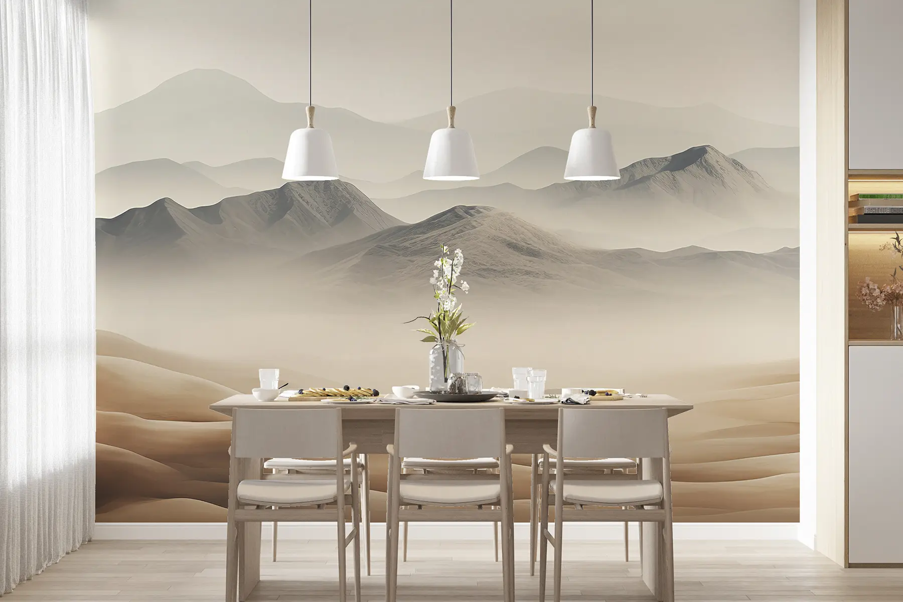 murais de parede Paisagem de montanhas, deserto, cores bege, realismo u99456d1