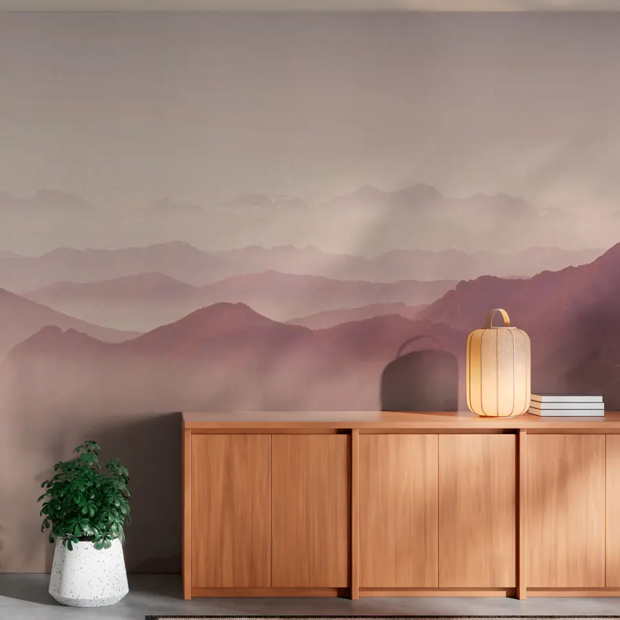 murais de parede A paisagem de dunas e montanhas cor-de-rosa u99719v4