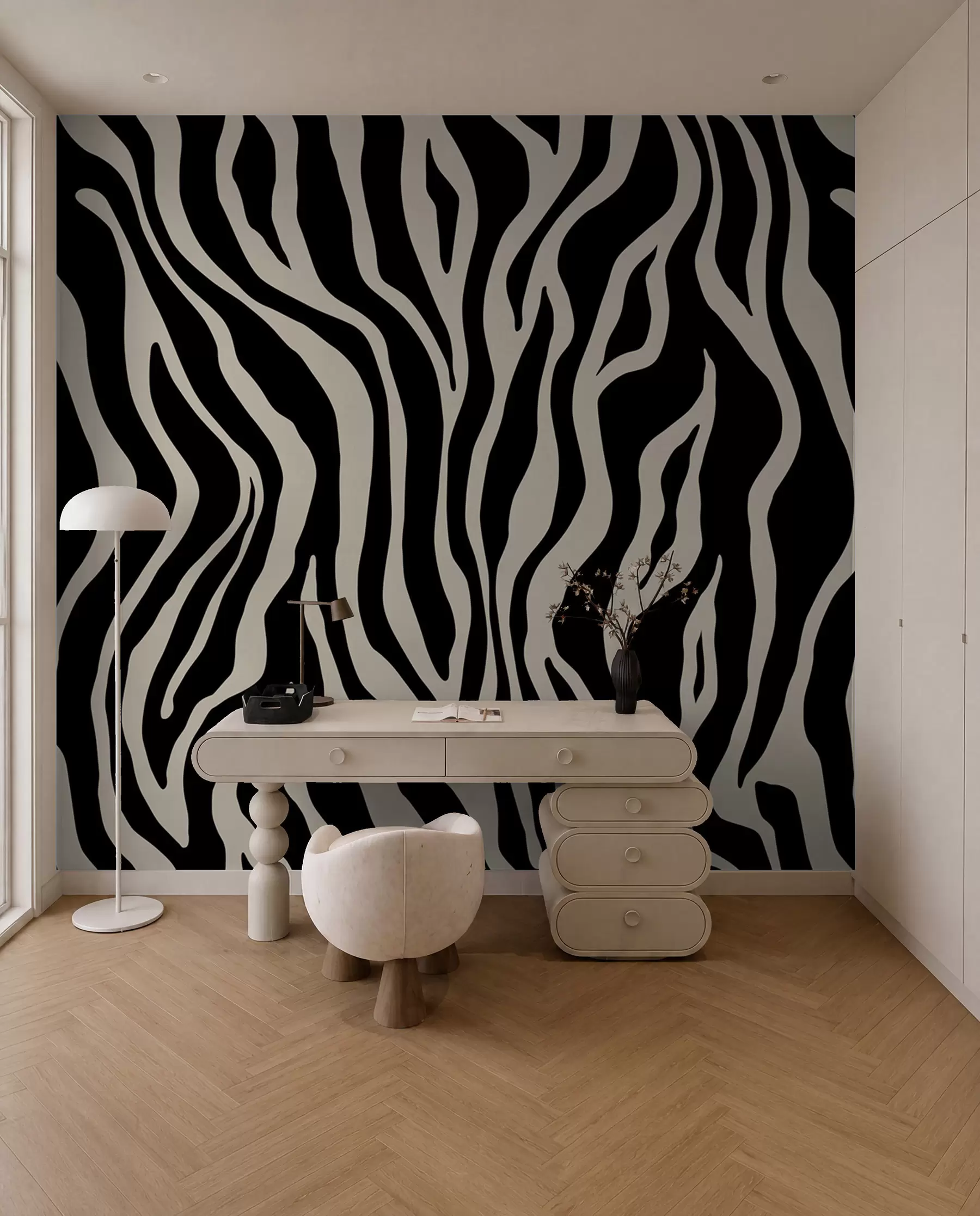 murais de parede Impressão vetorial de pele de zebra a preto e branco u99173v3